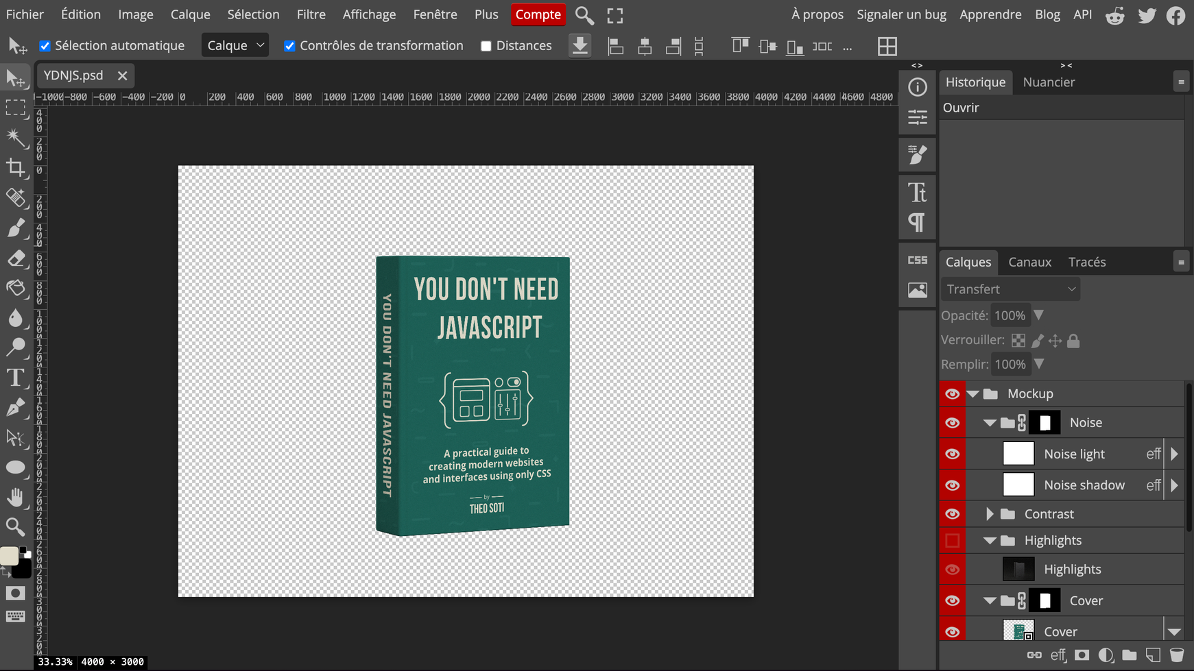 The book canva in Photopea